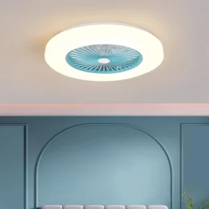 Modern AC Motor LED Ceiling Fan Light Flush Mount Silent All-in-One Fan Lamp with Remote Control Plastic for Home Office