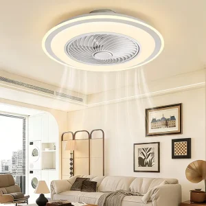 Modern BLDC Motor Ultra Thin Low Profile Bedroom LED Ceiling Fans with Light 5 Blades Remote Control Dimmable Quiet High CRI