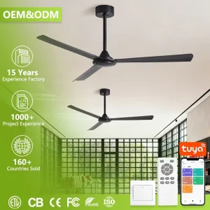 Modern Black Ceiling Fan 3 Blade Design 44 56 Inch Matte Black Finish Decorative Fan for Living Room Dining Room Office