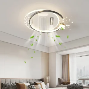 Modern Bladeless LED Ceiling Fan Light Smart for Bluetooth Audio Remote Control for Living Room Adjustable Warm Cool Fan Lamp