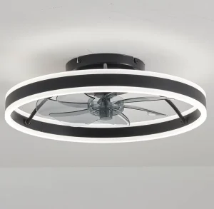 Modern Bladeless LED Ceiling Fan with RGB Lights Low Profile Remote controlled Flush Mount Modern LED Fande
