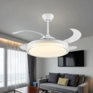 Modern Ceiling Fan LED Light 6 Speed Remote Control Retractable Living Room Adjustable Color Temperature AC Motor