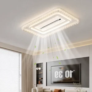 Modern Ceiling Fan Lamp Home Bedroom Fixture Aluminum Acrylic Air Purification Negative Ion Cold Warm Wind LED Hotel Fan Light