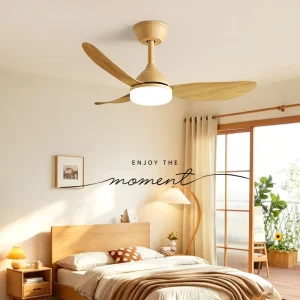 Modern Ceiling Fan with Integrated LED Light Adjustable Brightness Six-Speed Wind Control Remote Quiet Operation Home Comfort