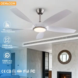 Modern Ceiling Fan with LED Light 5 Iron Blades 3CCT 6 Speed Remote Control DC Motor for Living Room Bedroom