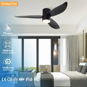 Modern Ceiling Fan with LED Light Dimming DC Motor Remote Bedroom Flush Mount Ceiling Fan