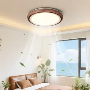 Modern Ceiling Fan with LED Light Wood Frame Hidden Blades DC Motor Quiet Operation Remote Control for Living Room Bedroom