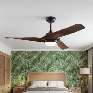 Modern Ceiling Fan with Light DC Motor Remote Control Wooden Blades Indoor Fan for Living Room Bedroom Home Decoration