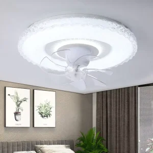 Modern Ceiling Fans with Lights and Remote Dimmable Low Profile Ceiling Fan Flush Mount Bladeless