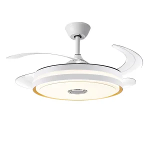 Modern Copper Motor Home Office Ceiling Fan with LED Light Remote Control for Retractable Blades 10-Year Motor Warranty