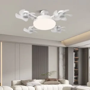 Modern Creative Low Floor AC Motor 50 60W Bathroom Plastic Ceiling Lamp Remote Control 3 Speed Quiet Fan LED Home Decor