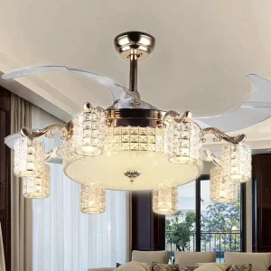 Modern Crysta Abs Blade Ceiling Fan With Lamp and Remote Led Chandelier Ceiling Fans Light