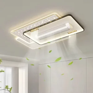 Modern Design 220V LED Light Bladeless Ceiling Fans with Remote Control for Living Dining Bedroom Home Office AC Power Source