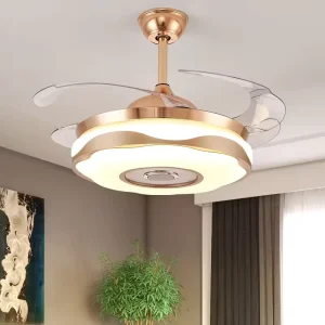 Modern Design Indoor LED Ceiling Fan Light With Bladeless Smart Remote Control 110V Plastic Replacement Cover
