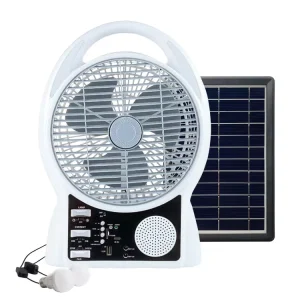 Modern Desk Fan 8 Inch Solar Electric Fan Rechargeable Table Solar Fan With Led Light