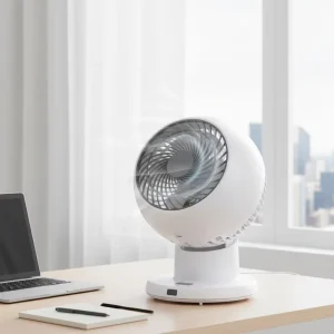 Modern Digital Portable Office Desk Air Cooling Fan with Touch Remote Control Plastic 3 leaf Table Fan for RV Use