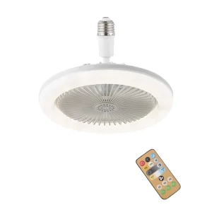 Modern E27 Electric Ceiling Fan with LED Light and Remote Control for Home Office Use
