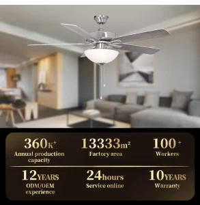 Modern Electric DC Motor 52 Inch Ceiling Fan with LED Lighting Hotel Use Decorative Chandelier