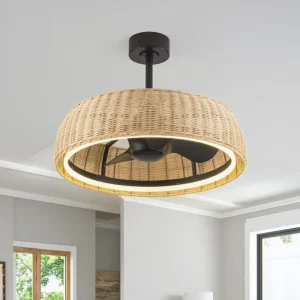 Modern Elegance at Its Best! 3 Color LED Dimmable Ceiling Fan with Exquisite Cage Design Silent Cooling & Energy Efficient