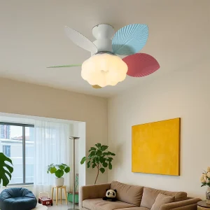 Modern European 32 Inch Walnut LED Ceiling Fan 6 Speed 220V DC Motor 5 Blades Iron Body Remote Control for Home Use Living Room