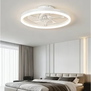 Modern Fan Light DC Motor LED Ceiling Fans with Lights Low Noise Remote Control Indoor Chandelier Lamp with Fan for Bedroom