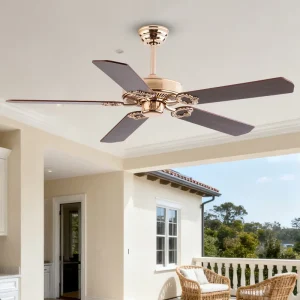 Modern Gold Ceiling Fan 5 Plywood Blade 6 Speed Quiet DC Motor Living Room Patio Ceiling Fan with Remote