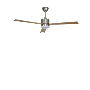 Modern Gold LED Ceiling Fan with 3 Solid Wood Blades and 6 Speed Remote Control Noiseless DC Motor for Living Room