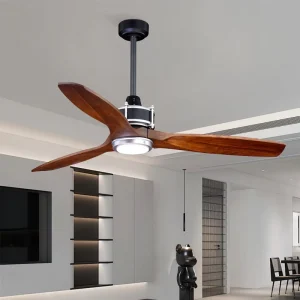 Modern High Standard Silent Black 52 DC Motor Ceiling Light Fan Intelligent Wood Ceiling Fan for Living Room