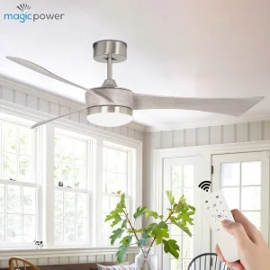 Modern Home 52 Inch LED Ceiling Fans Silent DC Motor Energy Saving for Living Room Includes Remote Control Acrylic Lamp Body
