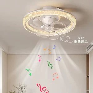 Modern Home Ceiling Fan 360° Oscillating Head 50cm 19.7inch 87W Indoor LED Remote Control Invisible Rotation Lamp Morden Lights