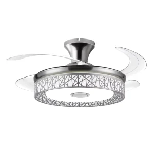 Modern Home Office DC Motor 6-Speed Dimmable Color Temperature Changeable Remote Control Retractable LED Ceiling Fan