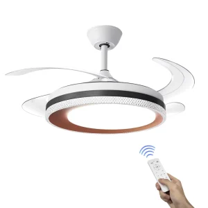 Modern Home Office Decorative Chandelier Ceiling Fan Remote Control 3 Color LED Dimmable 50000 Hours Lifespan CRI 90 6 Speed