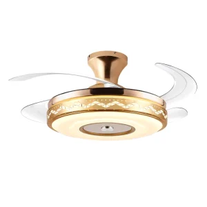 Modern Home Office Surface Mounted Electric Decorative Remote Control Smart LED Chandelier Copper Motor Ceiling Fan with Light