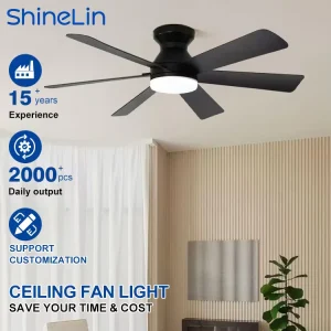Modern Indoor Bedroom 42 Inch DC Motor 6 Speeds 3-Color Temperature Remote Control Adjustable Led Ceiling Fan Light