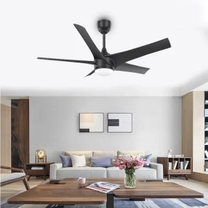 Modern Indoor Bedroom Living Room Decor 36W 5 Blades 52 Inch Remote Control LED Ceiling Fan with Light