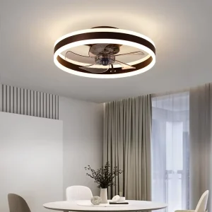 Modern Indoor Ceiling Fan With Light Dimmable Led Smart 3 Light Color Change Multi speed and Timing With Remote Control