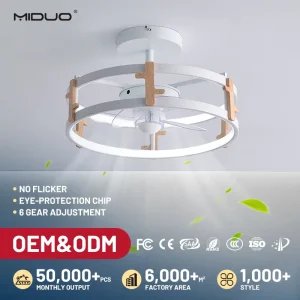 Modern Indoor Low Decibel DC 6 Speed Double Circle LED Ceiling Fan Light Three color Stepless Dimming Remote Control Tuya APP