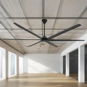 Modern Industrial 3.0M Remote Controlled LED Lights Big Ceiling Fan 6 Blades DUAL BALL BEARING High Efficiency for Warehouse