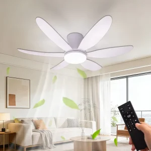 Modern Intelligent Ceiling Fan with LED Light 3/6-Blade Plastic Silent 220V Remote Control ABS Lamp Body
