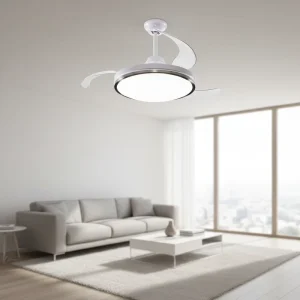 Modern Interior Dining Room 42 Inch ABS Blade Retractable 3CCT Smart Remote Control LED Ceiling Fan Light
