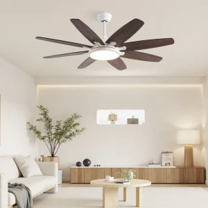Modern Iron 42 52Inch Living Room Ceiling Fan Lamp with DC Motor and Remote LED Light 6 Speed