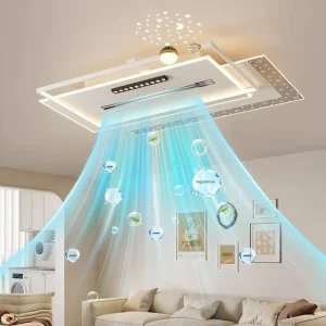 Modern Iron Acrylic LED Whole House Ceiling Fan Lamp Remote Control Bedroom Living Room AC Motor Dimmable 220V Fan Light