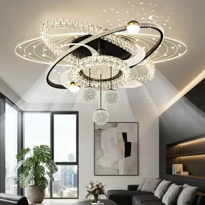 Modern LED AC Motor Ceiling Fan Lamp Iron Acrylic Remote Control Dimmable 6 Speed Living Room Bedroom Restaurant Fan Light