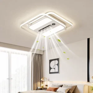 Modern LED Bedroom Livingroom Ceiling Fan Light with Silent Iron Body Fan Lamp for Hotel Home Fixture Leafless Middle Fan Lamp