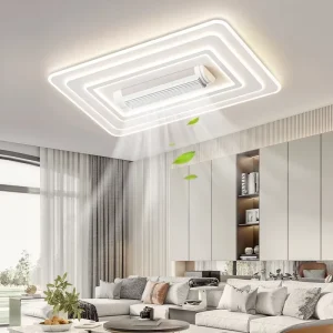 Modern LED Bladeless Ceiling Fan Lamp with Remote Control DC Powered for Living Room & Bedroom Home Decor