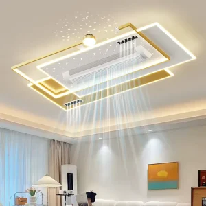 Modern LED Bladeless Ceiling Fan With Light Remote Control Switch for Bedroom Living Room Decor Iron Body Material Indoor Use