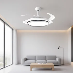 Modern LED Ceiling Fan Lamp White Remote Control Strong Wind ABS Body for Living Room