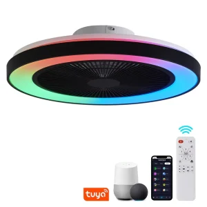 Modern LED Ceiling Fan Light Low Profile with Lights and Remote 6 Wind Speed Smart Ceiling Fan with RGB Light