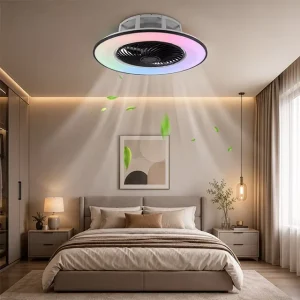 Modern LED Ceiling Fan Lights Remote Control Low Noise RGB 5 Blades DC Motor Dimmable 6 Speed ABS 220V Indoor Lighting