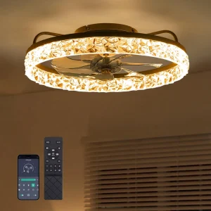 Modern LED Ceiling Fan with Light 110V 220V DC Motor Three Color Remote Control Cooling Summer Winter Lighting